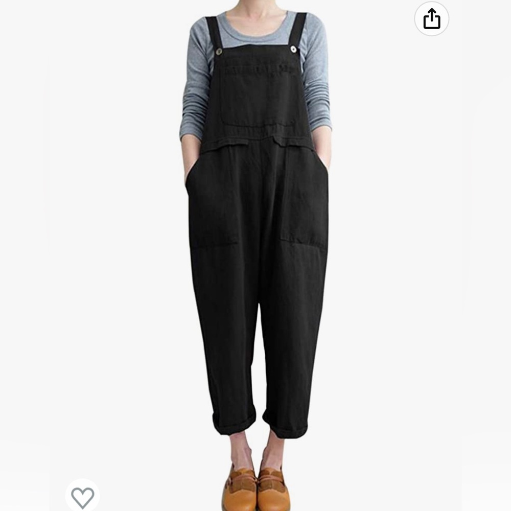Baggy Linen/Cotton Blend Overalls / L